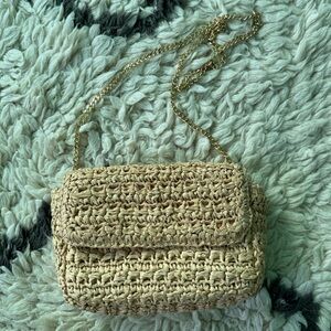 Loft Gold Chain Natural Woven Purse
